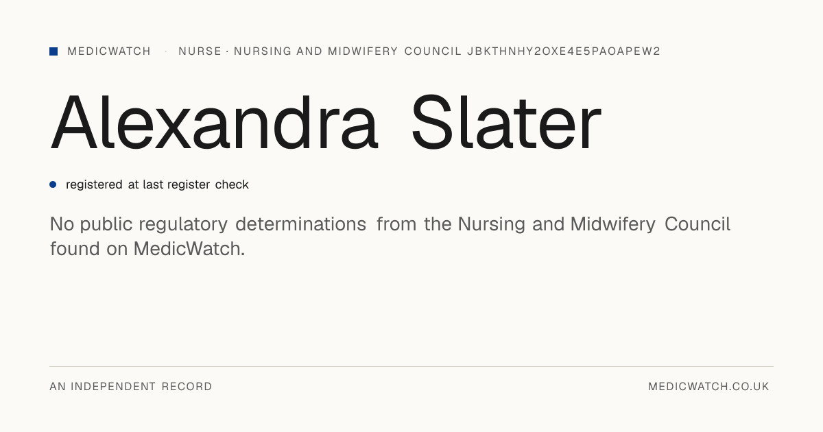 Alexandra Slater | Nursing and Midwifery Council ...