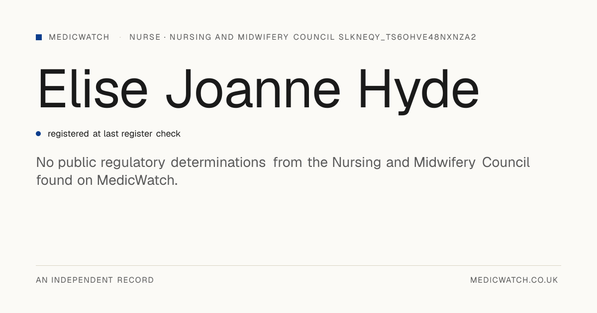 Elise Joanne Hyde | Nursing and Midwifery Council sLknEQY ...