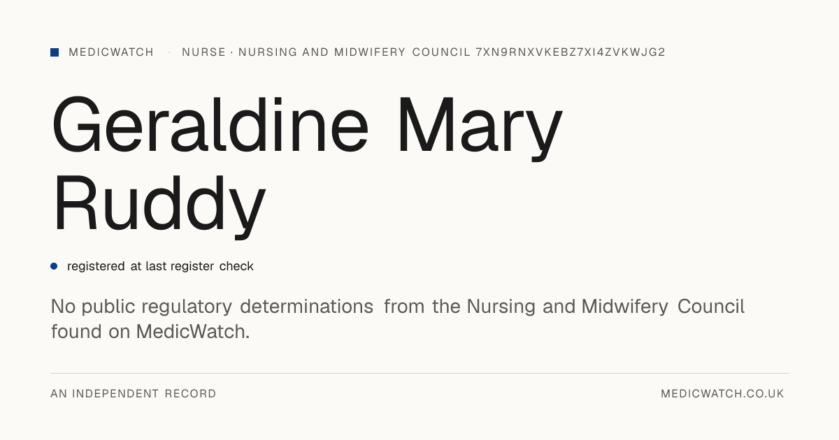 Geraldine Mary Ruddy | Nursing and Midwifery Council ...