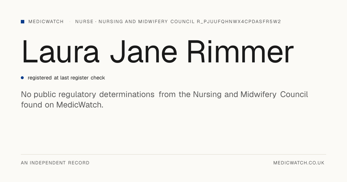 Laura Jane Rimmer | Nursing and Midwifery Council r ...