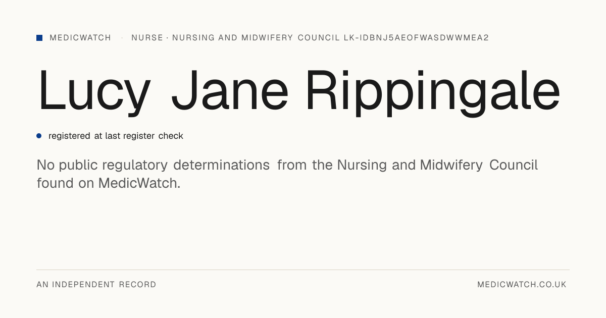 Lucy Jane Rippingale | Nursing and Midwifery Council lK ...