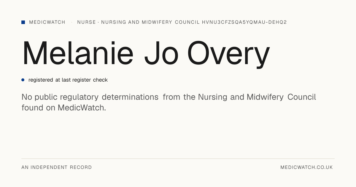 Melanie Jo Overy | Nursing and Midwifery Council HVnU3cFzSQa5YQmau ...