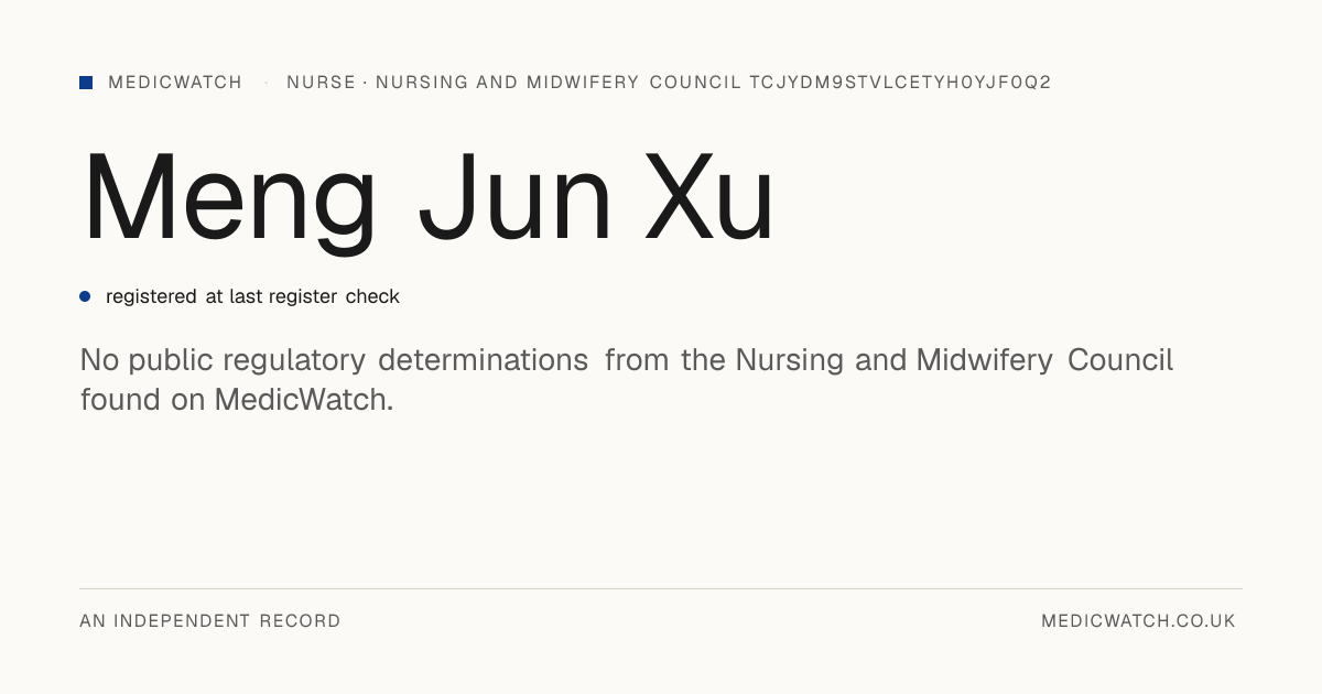Meng Jun Xu | Nursing and Midwifery Council tCjydM9stvLCetyh0yJF0Q2 ...