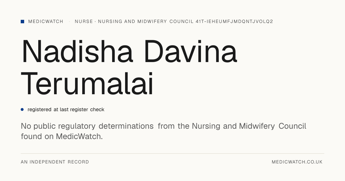 Nadisha Davina Terumalai | Nursing and Midwifery Council 41T ...